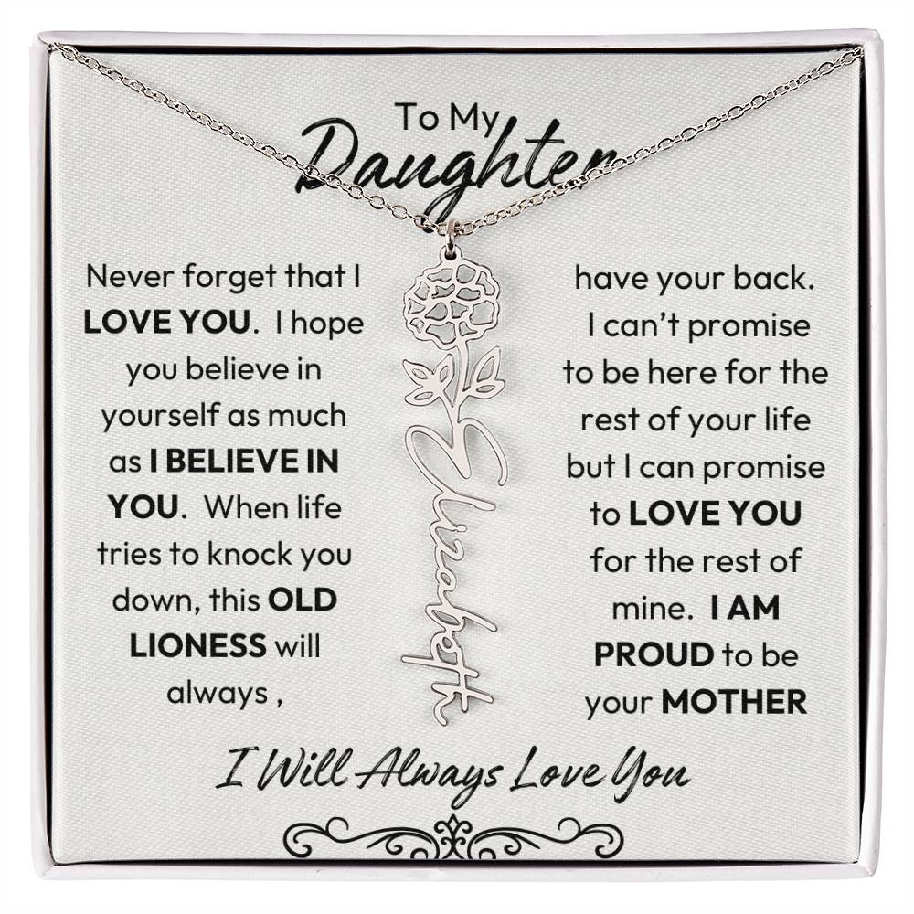 To My Daughter | Believe In You | Birth flower Necklace |  Mother-Daughter Keepsake