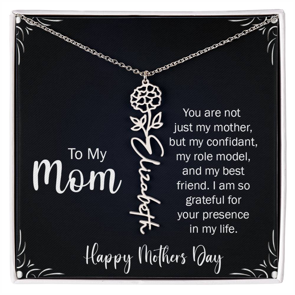 Happy Mothers day | My Best Friend, My Mom | Custom Birth Flower Necklace | 18K Gold Finish