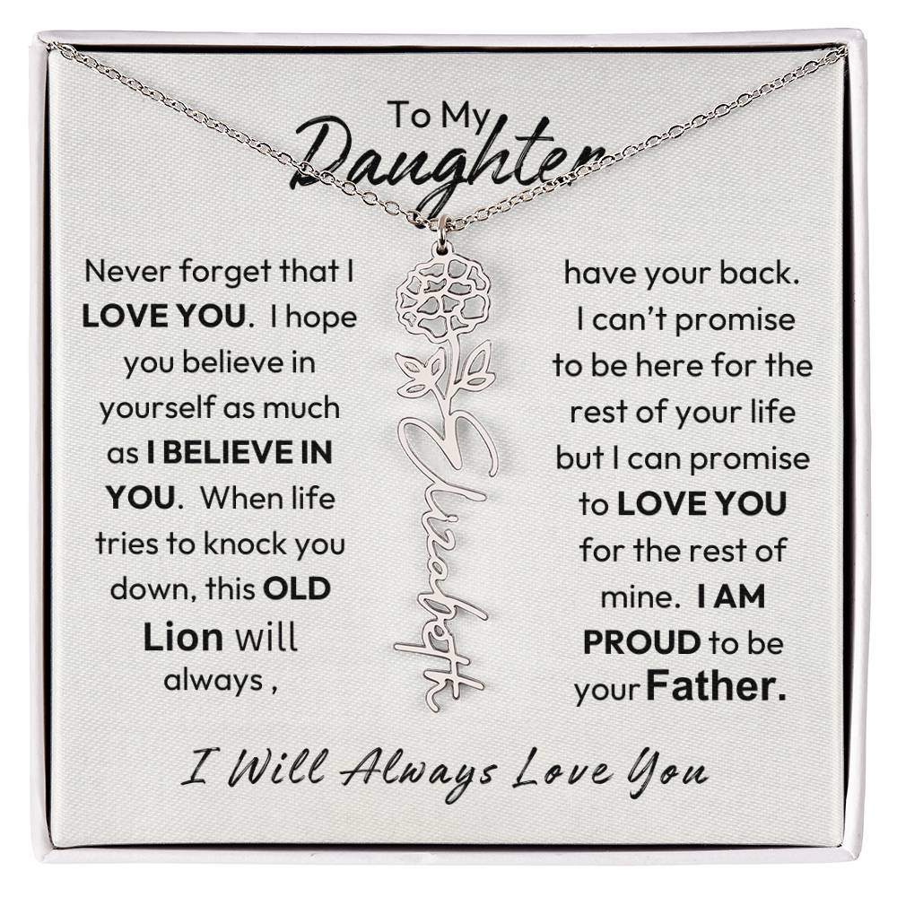 To My Daughter | I Believe In You | Birth Flower Necklace | Gold