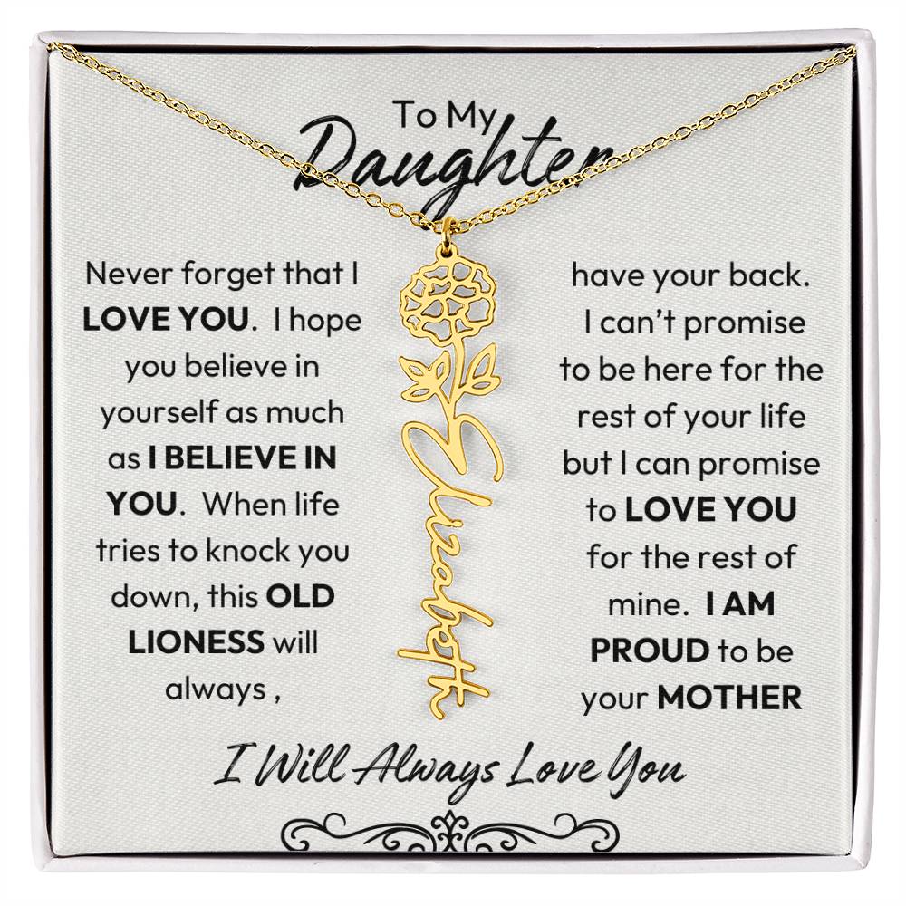 To My Daughter | Believe In You | Birth flower Necklace |  Mother-Daughter Keepsake