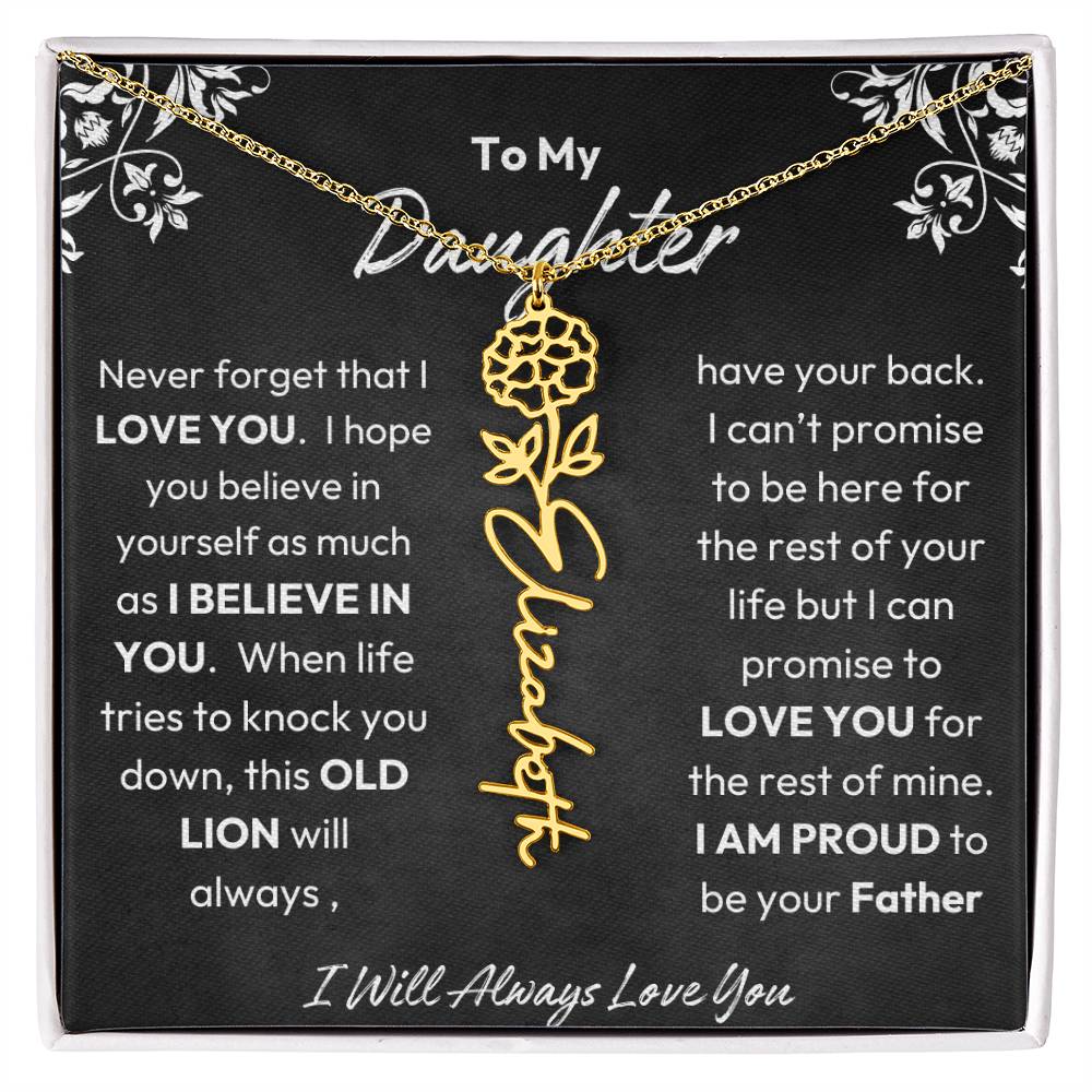 To My Daughter |  Proud To Be Your Father | Birth Flower Necklace | Gold