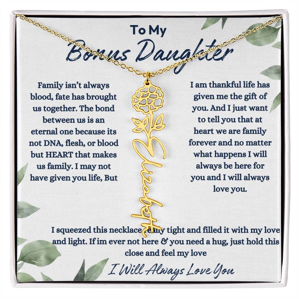 To My Bonus Daughter | Life gave me the Gift of You |  Birth Flower Necklace