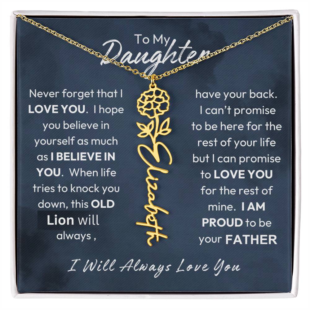 Father-Daughter | Believe In Yourself | Birth Flower Necklace | Gold Necklace