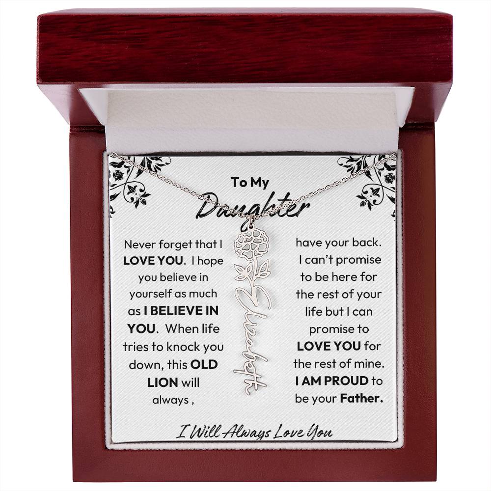 Father-Daughter |  I Believe In You | Birth Flower Necklace | Gold