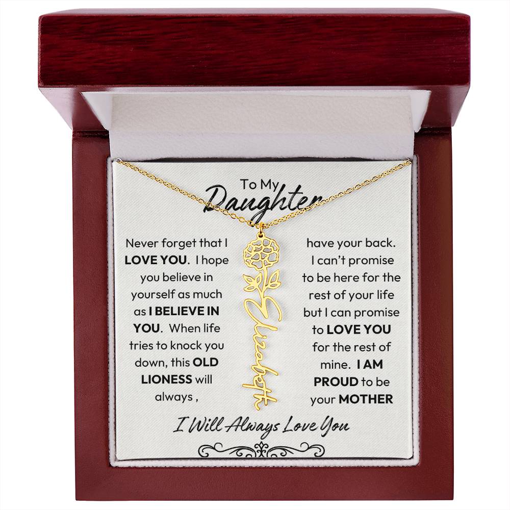 To My Daughter | Believe In You | Birth flower Necklace |  Mother-Daughter Keepsake