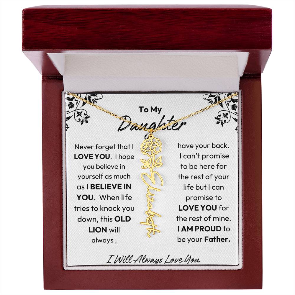 Father-Daughter |  I Believe In You | Birth Flower Necklace | Gold