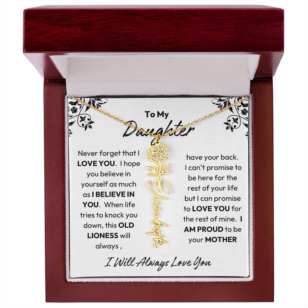 To My Daughter | I Believe In You | Birth Flower Necklace | From Mom