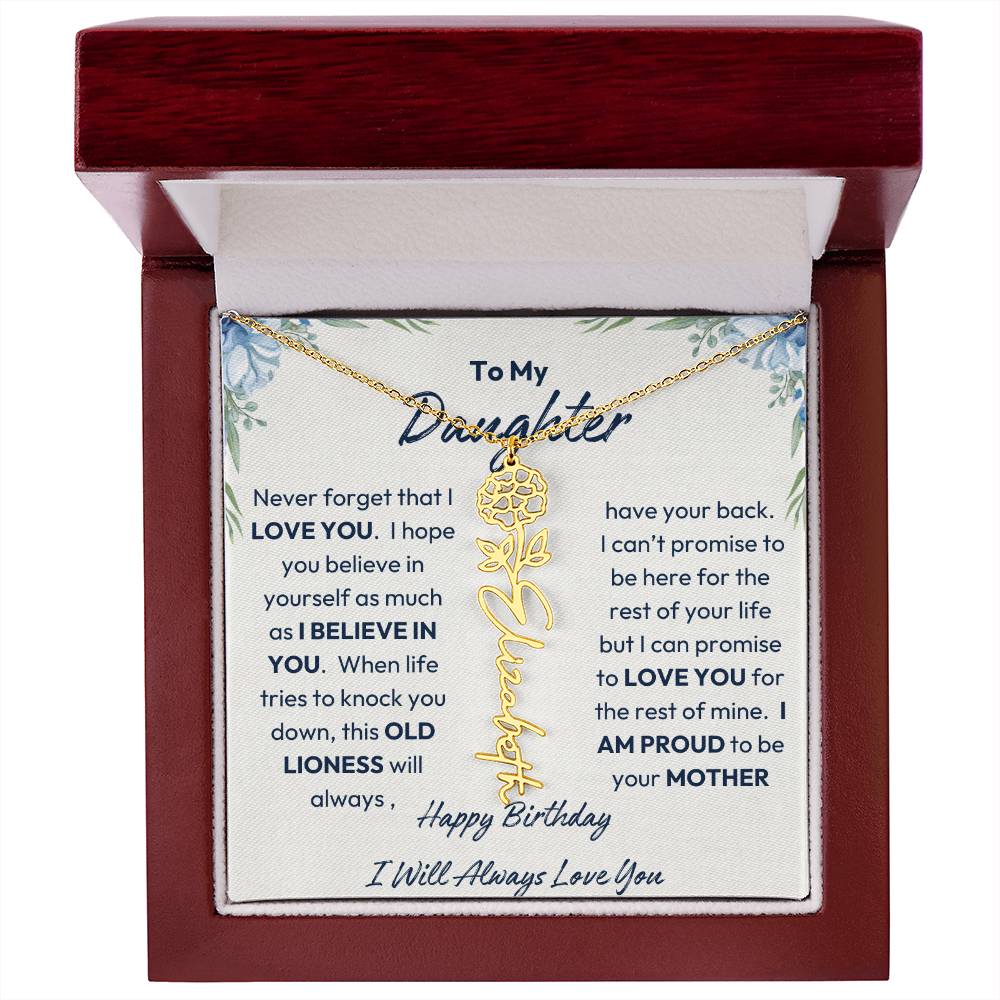 To My Daughter | Proud To Be Your Mother | Happy Birthday | Birth Flower Necklace