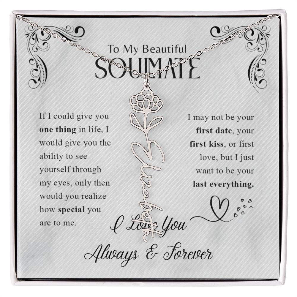 To My Beautiful Soulmate | Know How Special You Are | Birth Flower Necklace | 18K Finish