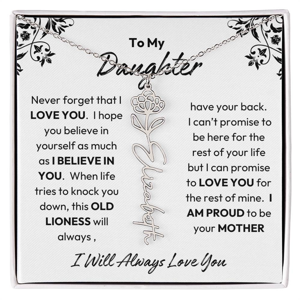 To My Daughter | I Believe In You | Birth Flower Necklace | From Mom