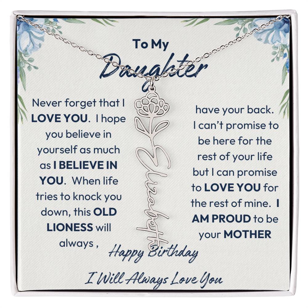 To My Daughter | Proud To Be Your Mother | Happy Birthday | Birth Flower Necklace