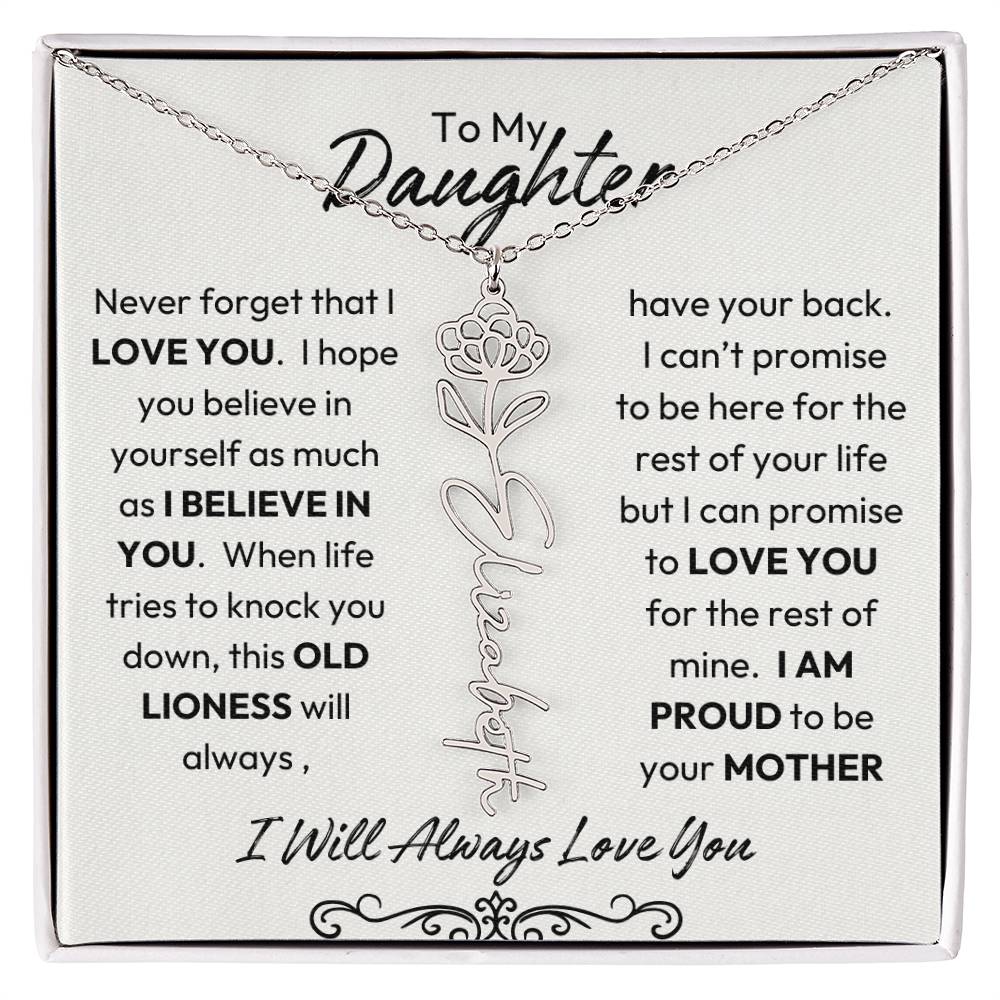 To My Daughter | Believe In You | Birth flower Necklace |  Mother-Daughter Keepsake