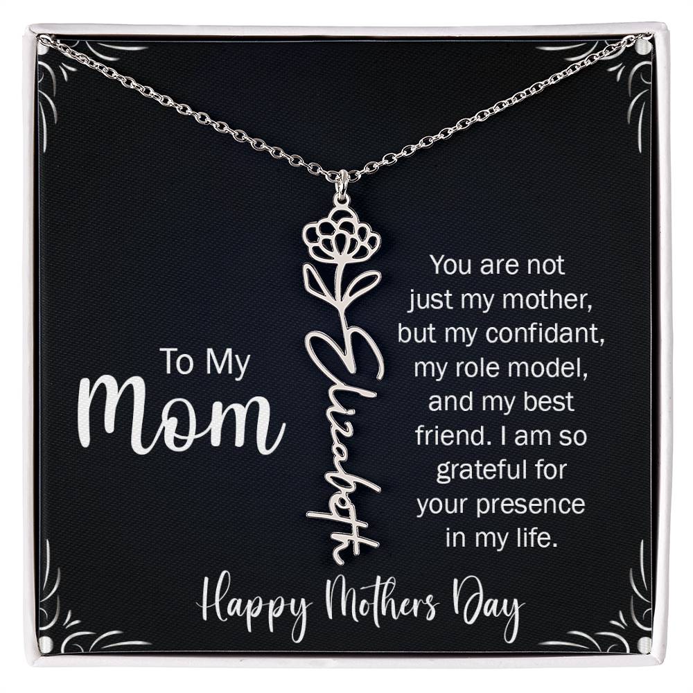 Happy Mothers day | My Best Friend, My Mom | Custom Birth Flower Necklace | 18K Gold Finish