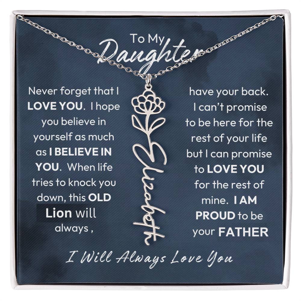 Father-Daughter | Believe In Yourself | Birth Flower Necklace | Gold Necklace