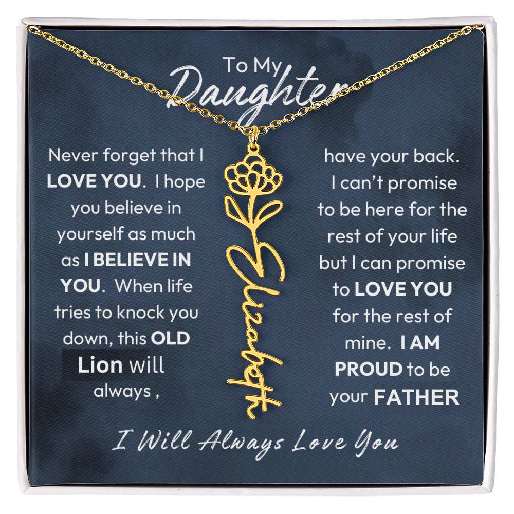 Father-Daughter | Believe In Yourself | Birth Flower Necklace | Gold Necklace