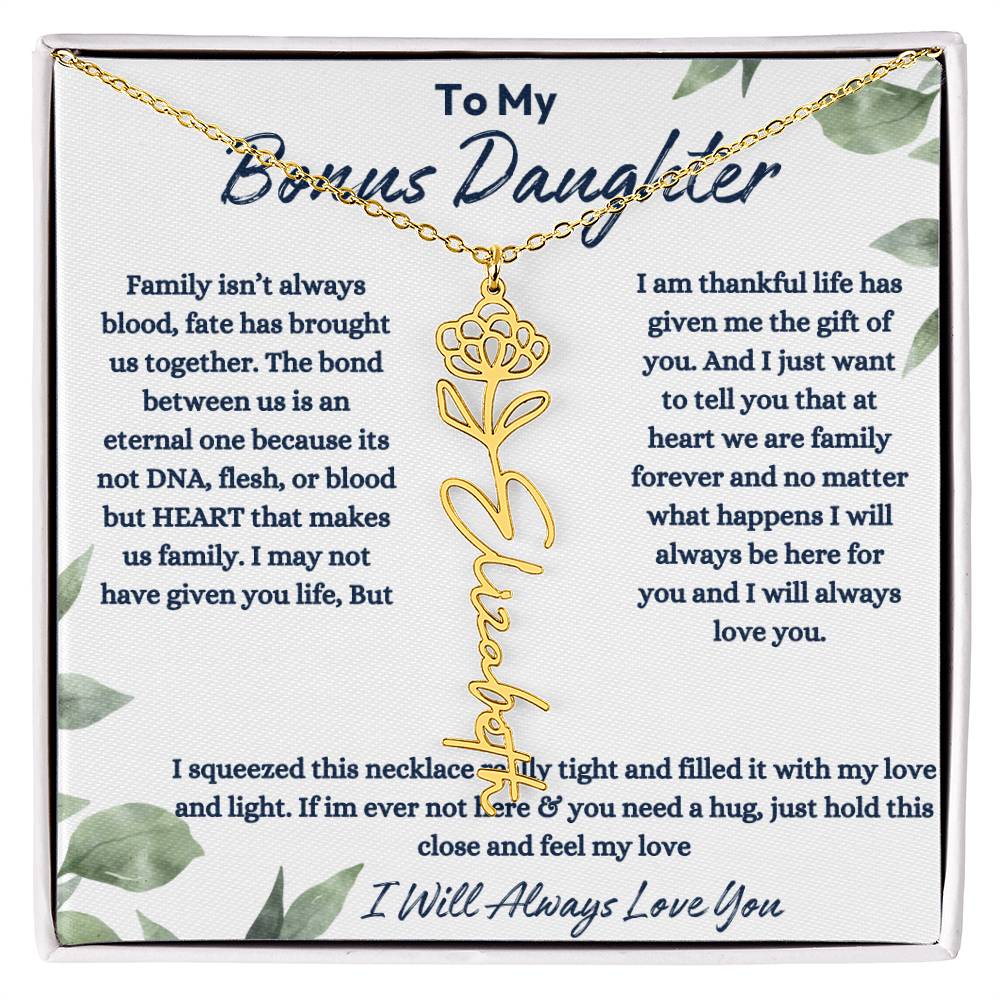 To My Bonus Daughter | Life gave me the Gift of You |  Birth Flower Necklace