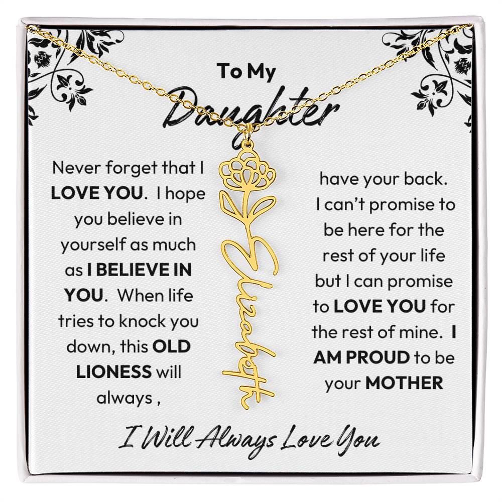 To My Daughter | I Believe In You | Birth Flower Necklace | From Mom