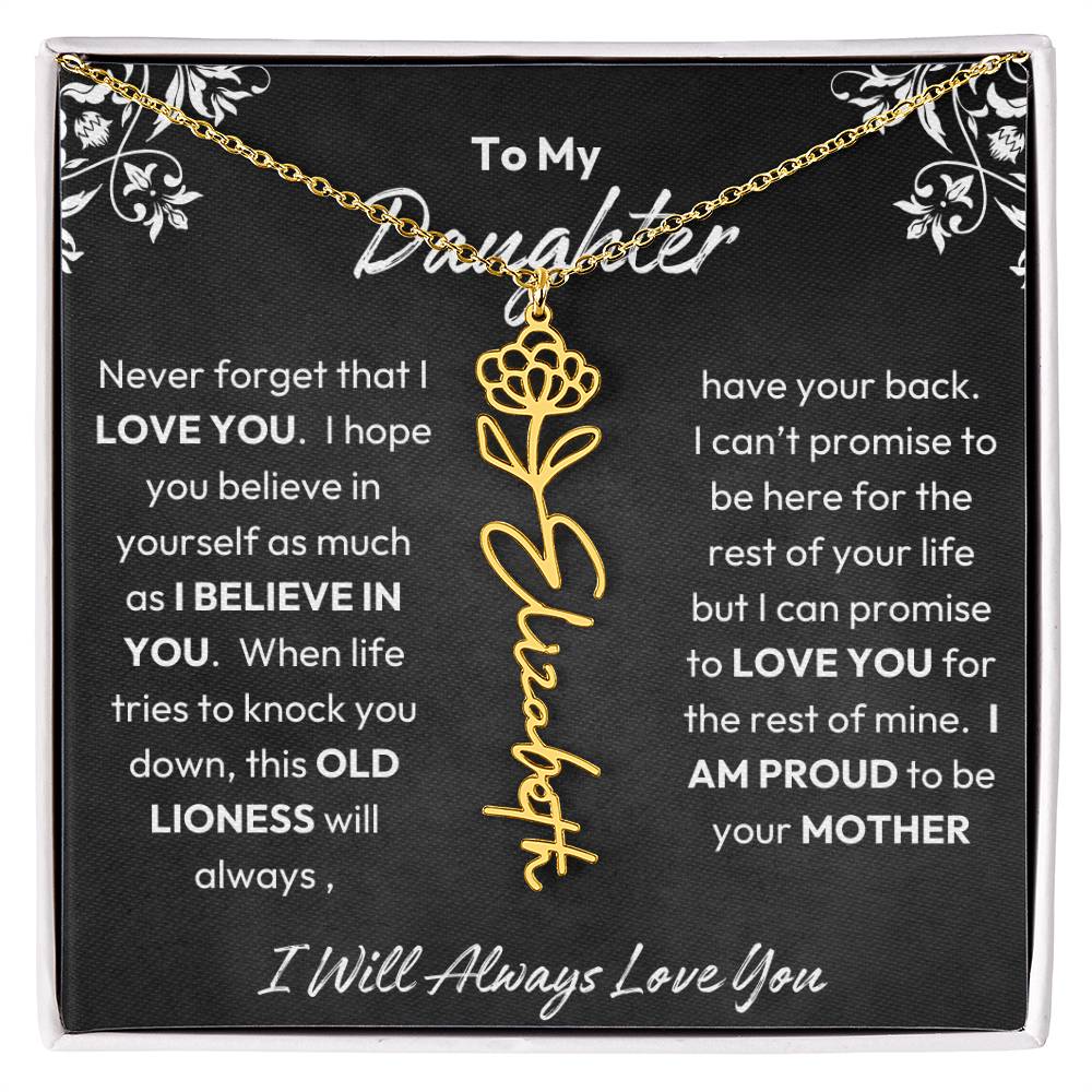 To My Daughter | Proud To Be Your Mother | Birth Flower Necklace