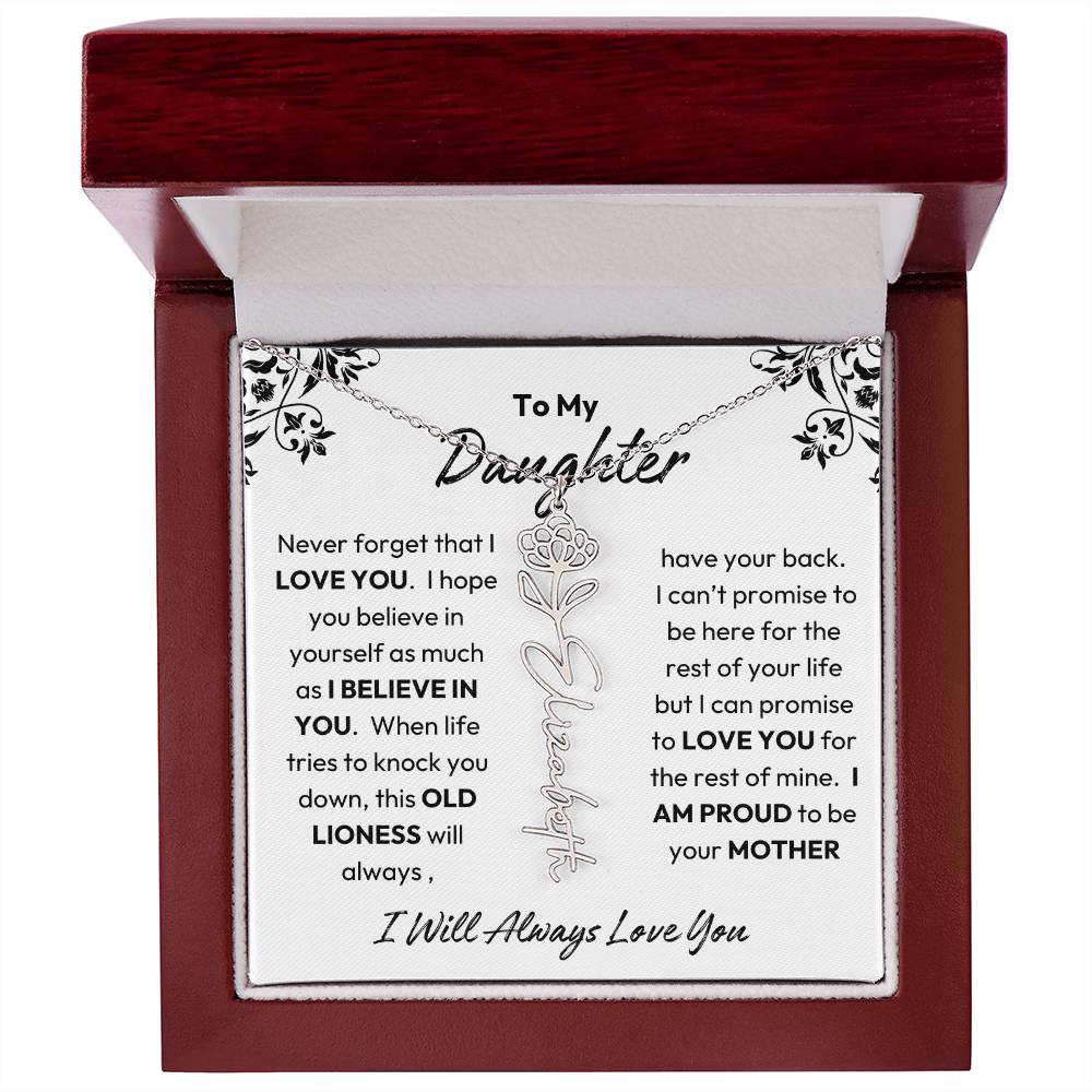 To My Daughter | I Believe In You | Birth Flower Necklace | From Mom