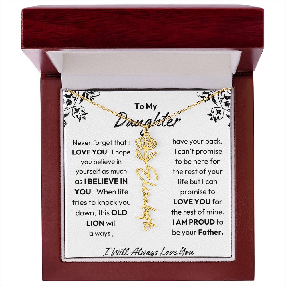 Father-Daughter |  I Believe In You | Birth Flower Necklace | Gold