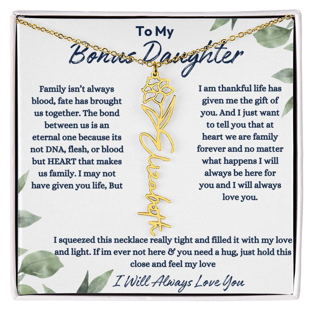 To My Bonus Daughter | Life gave me the Gift of You |  Birth Flower Necklace