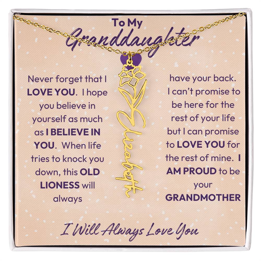 My Granddaughter | I will Always Love you | Birth Flower | 18K Gold  Finish