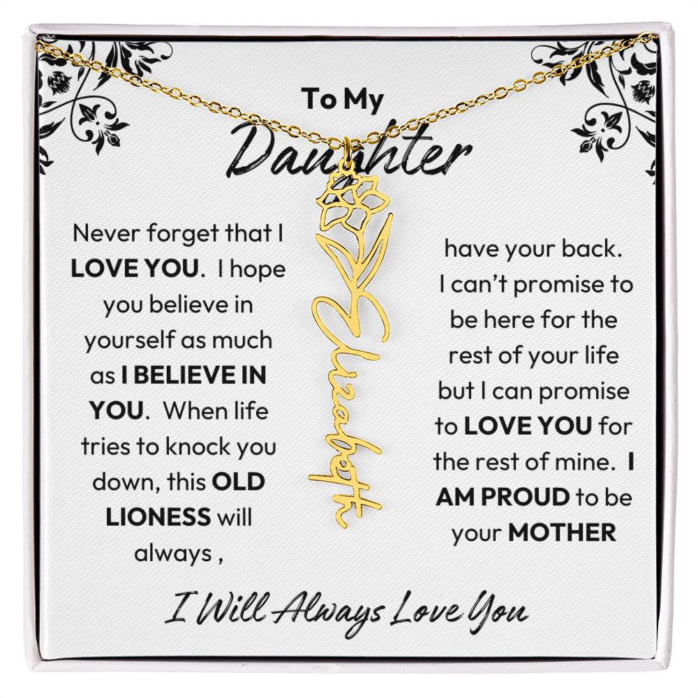 To My Daughter | I Believe In You | Birth Flower Necklace | From Mom