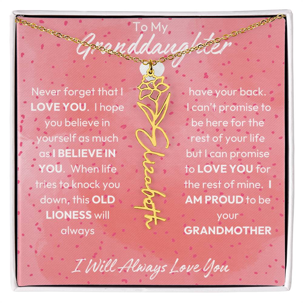 To My Granddaughter | I Believe In You | Birth Flower Necklace | 18K Gold