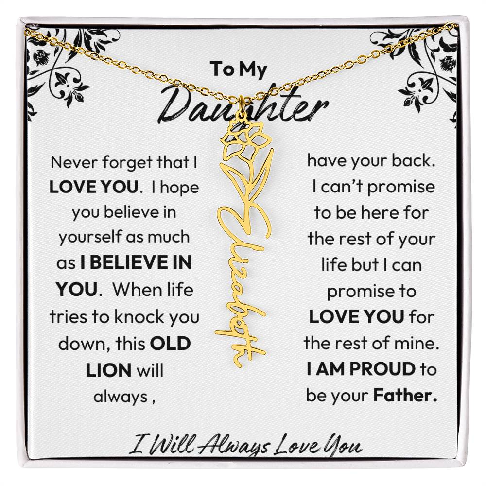 Father-Daughter |  I Believe In You | Birth Flower Necklace | Gold