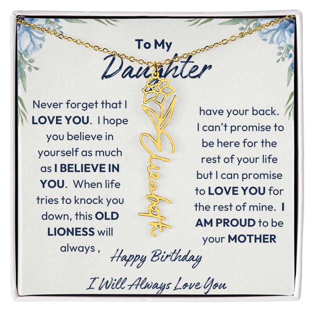 To My Daughter | Proud To Be Your Mother | Happy Birthday | Birth Flower Necklace