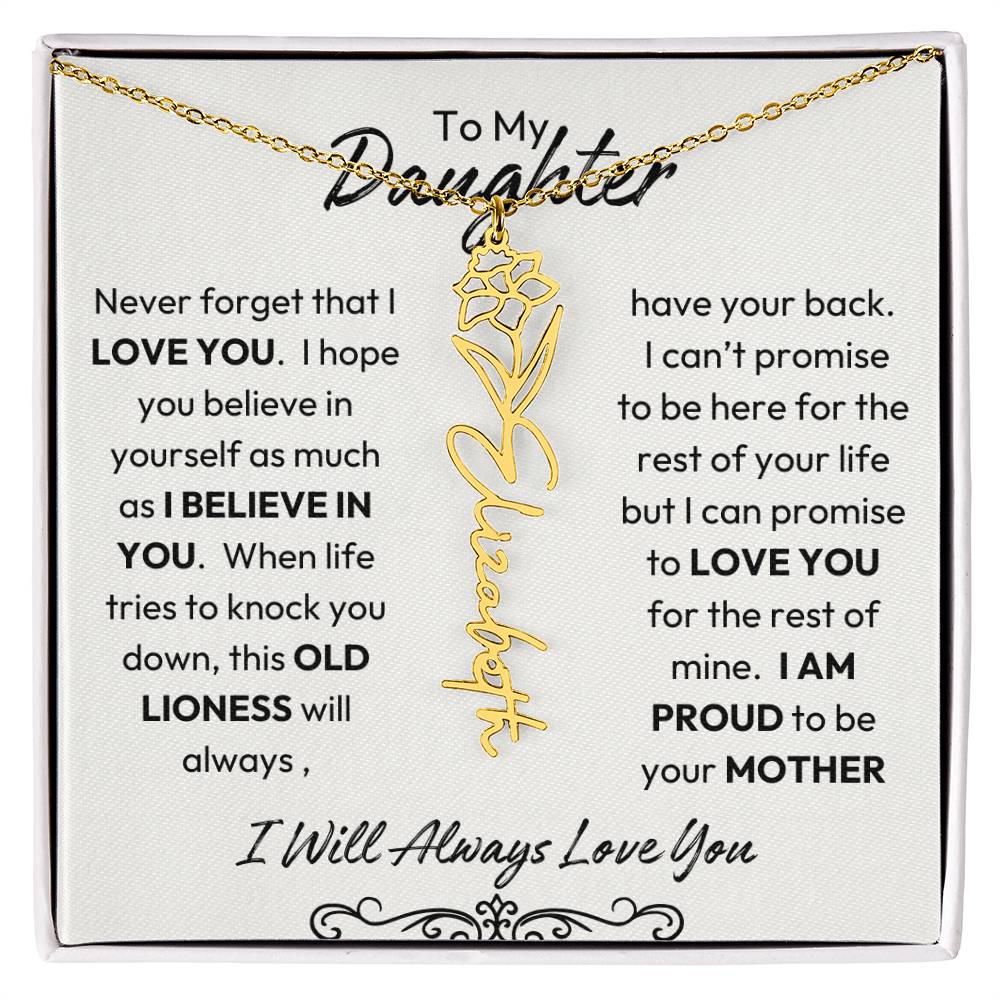 To My Daughter | Believe In You | Birth flower Necklace |  Mother-Daughter Keepsake