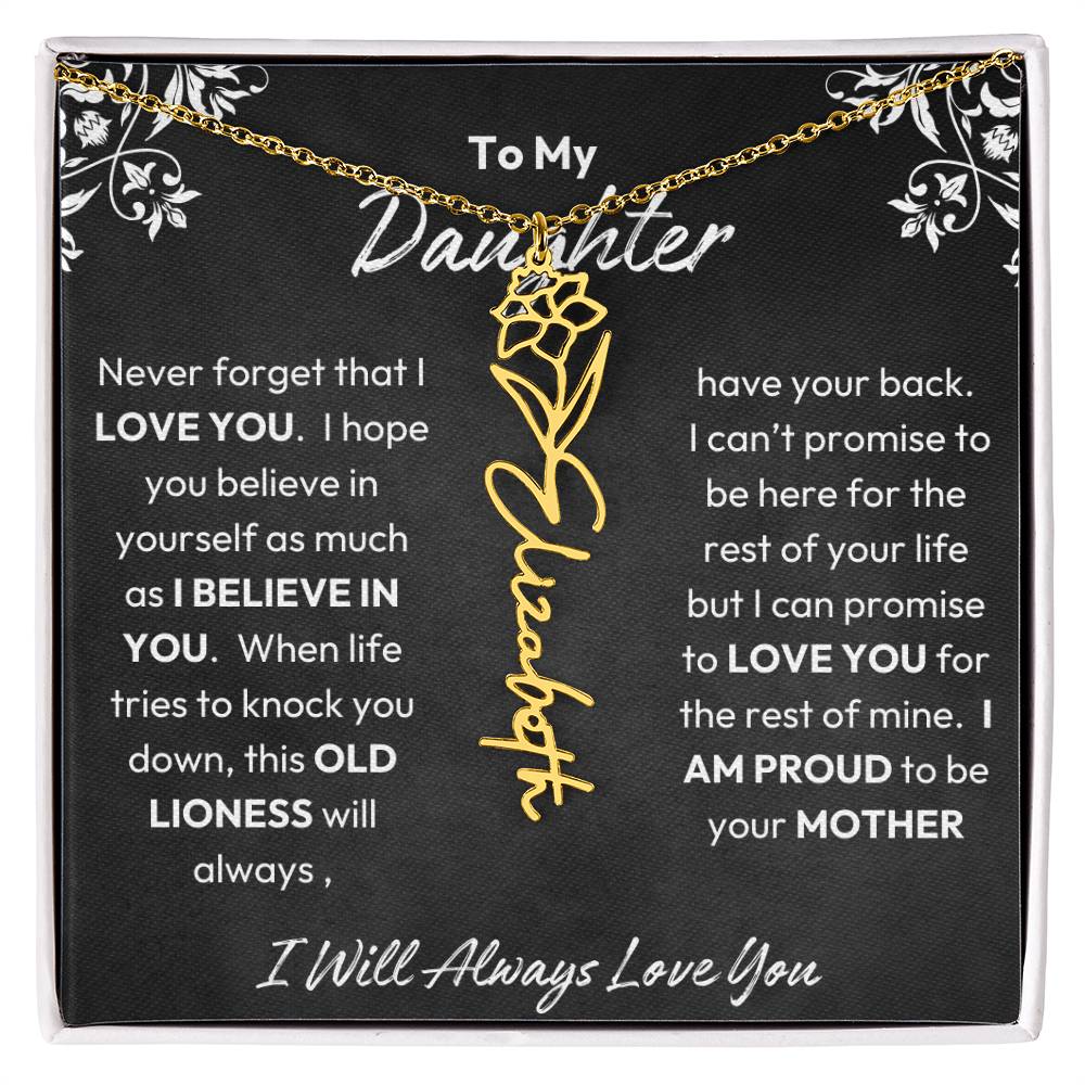 To My Daughter | Proud To Be Your Mother | Birth Flower Necklace