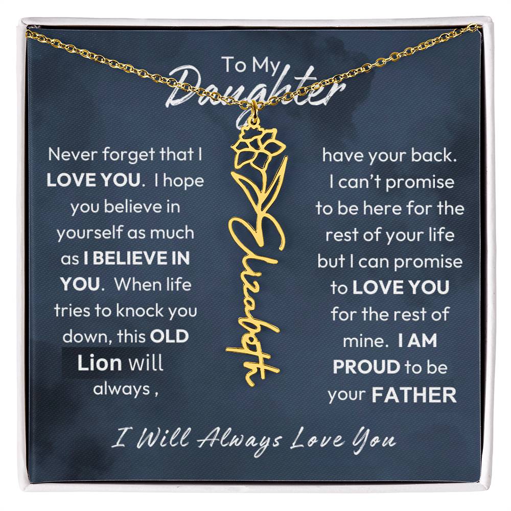 Father-Daughter | Believe In Yourself | Birth Flower Necklace | Gold Necklace