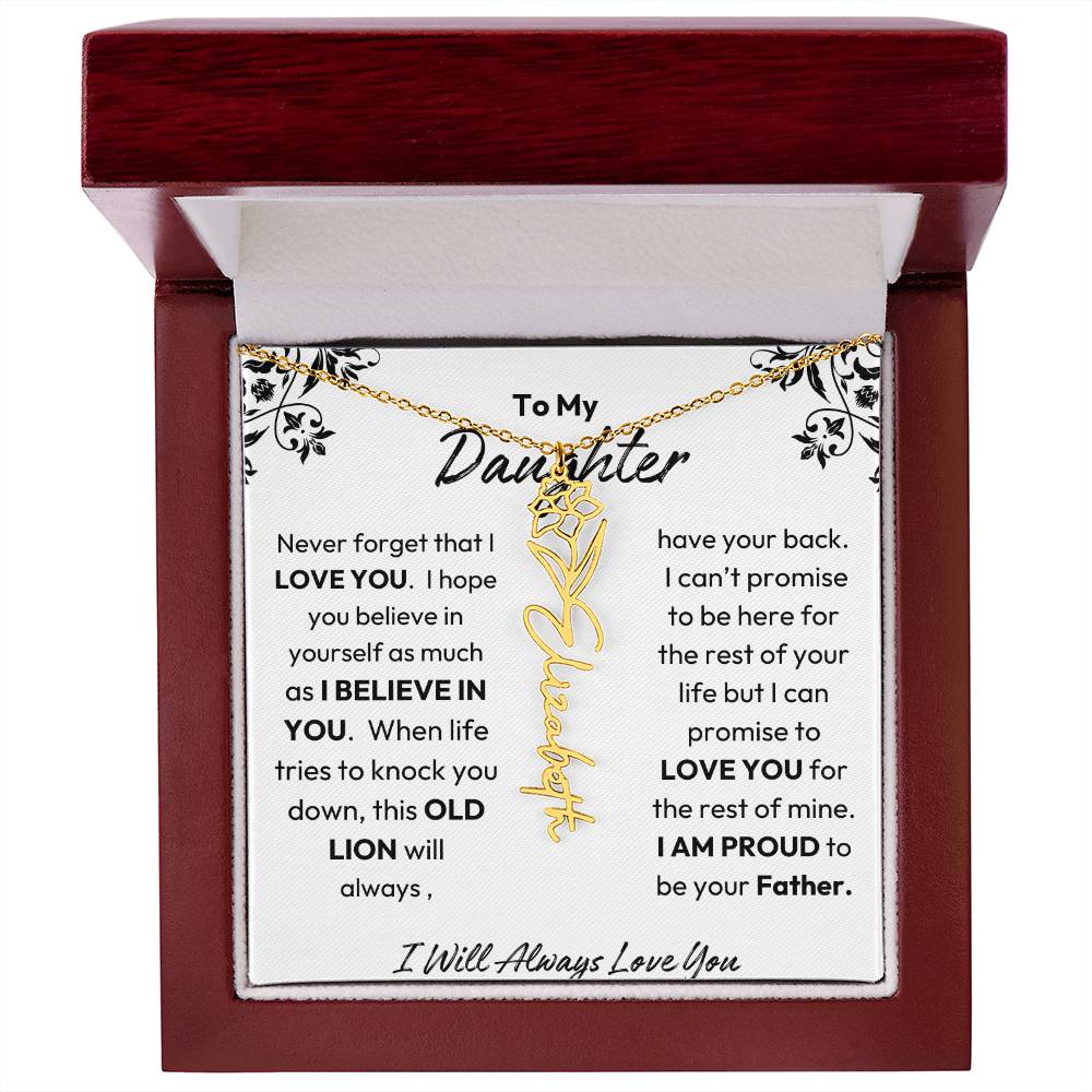 Father-Daughter |  I Believe In You | Birth Flower Necklace | Gold