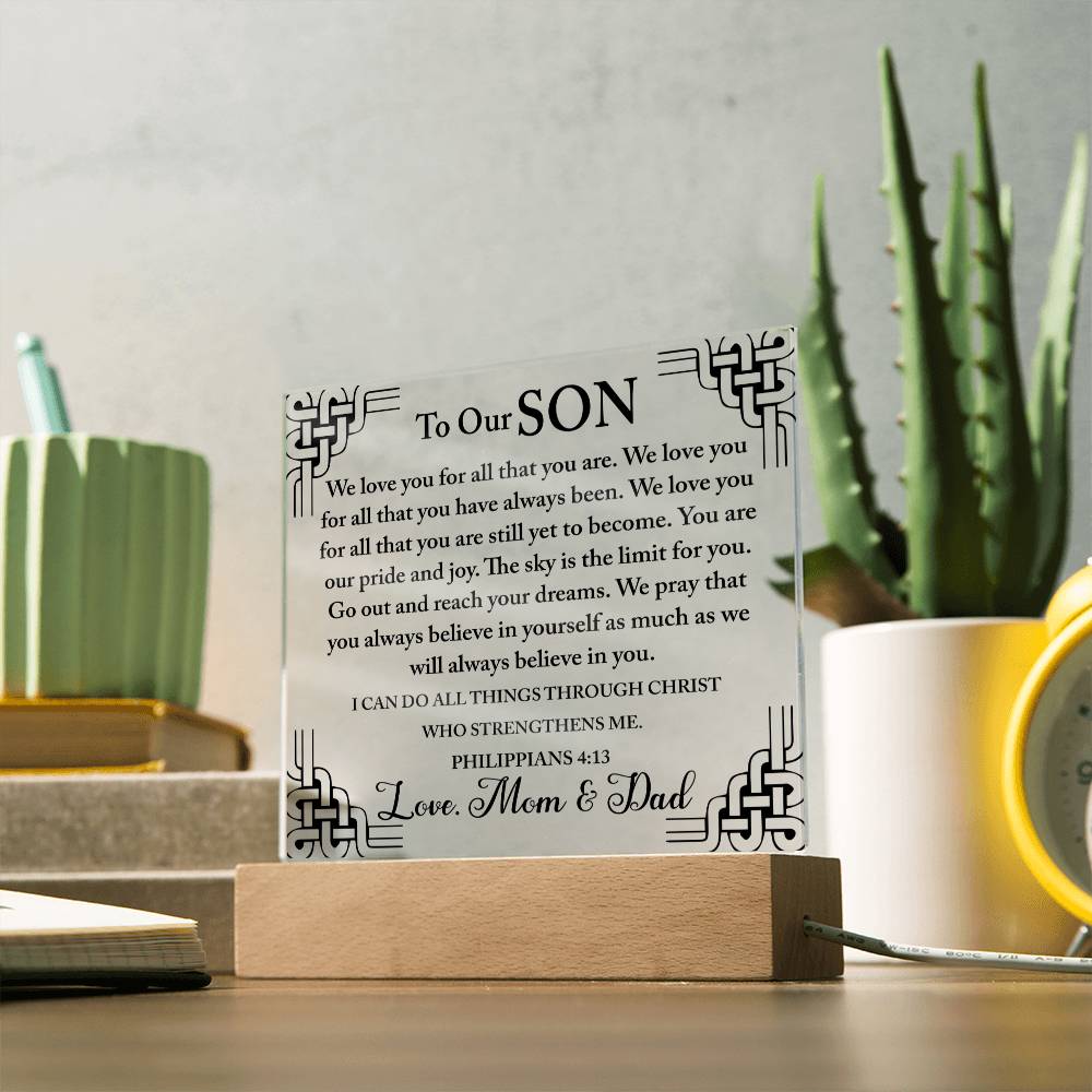 To Our Son | We love All You Are | Acrylic Keepsake