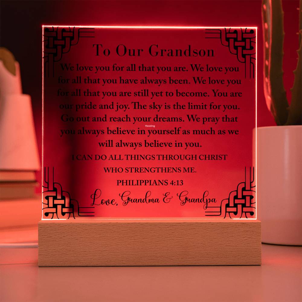 To Our Grandson | We love All You Are | Acrylic Keepsake