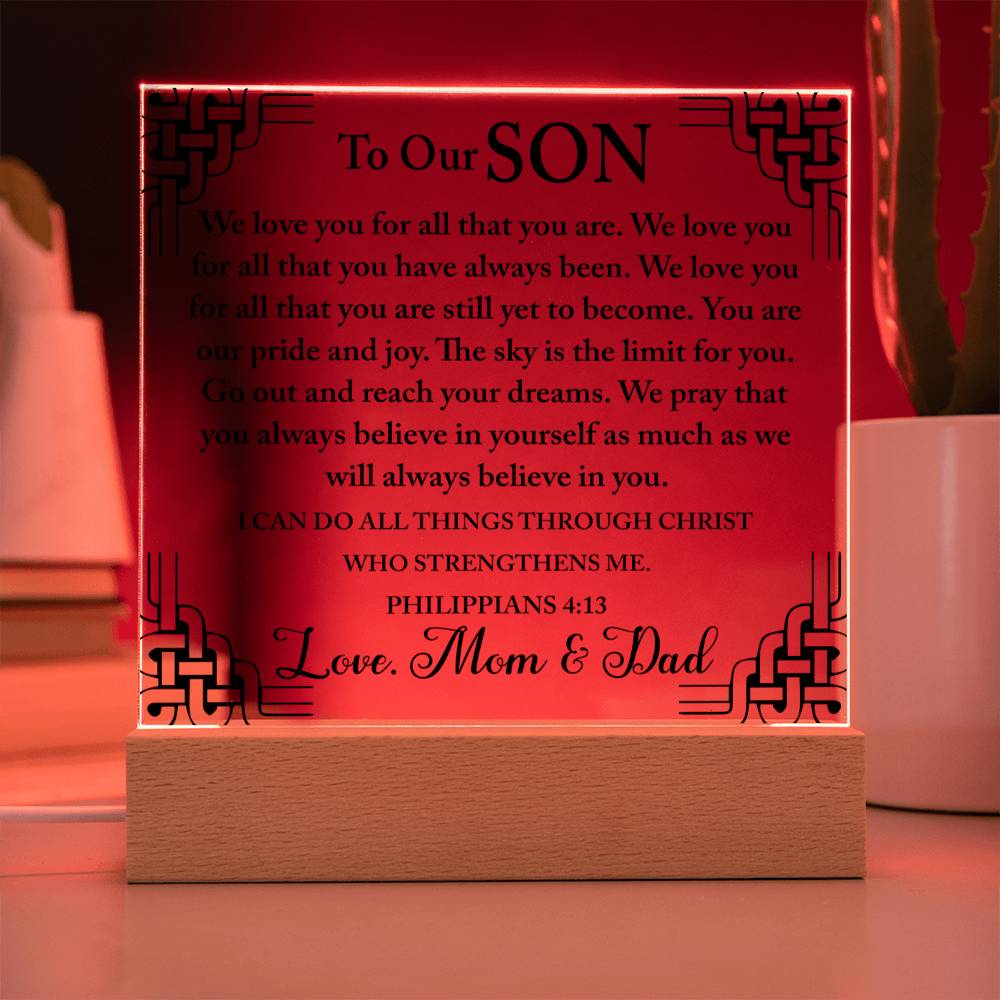 To Our Son | We love All You Are | Acrylic Keepsake