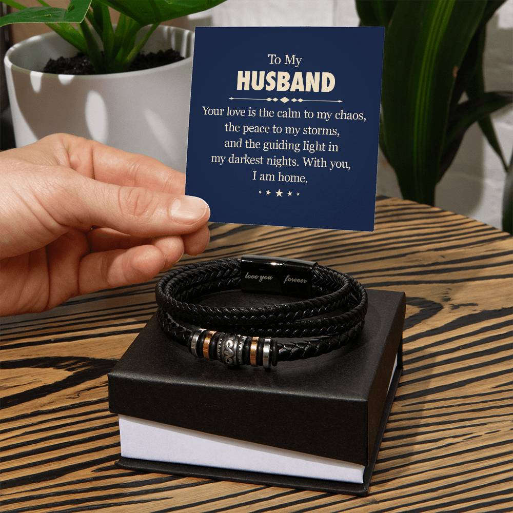 To My Husband | With You, I'm Home | Love You Forever Bracelet