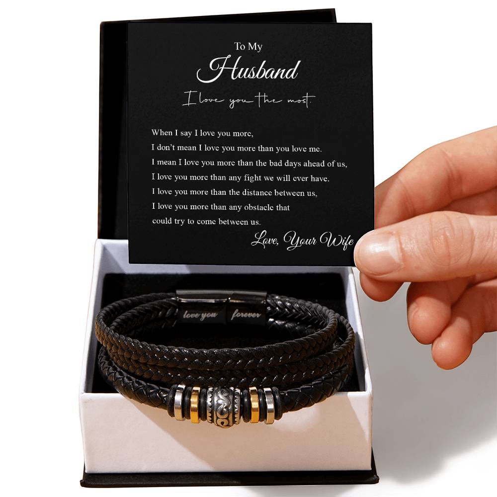 To My Husband | I Love You The Most -  Men's "Love You Forever" Bracelet