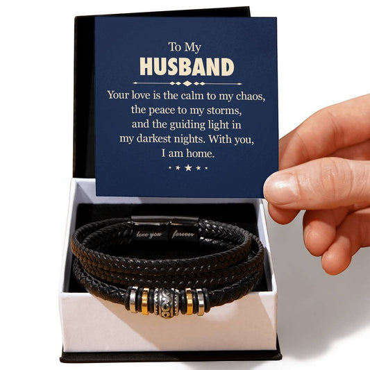 To My Husband | With You, I'm Home | Love You Forever Bracelet