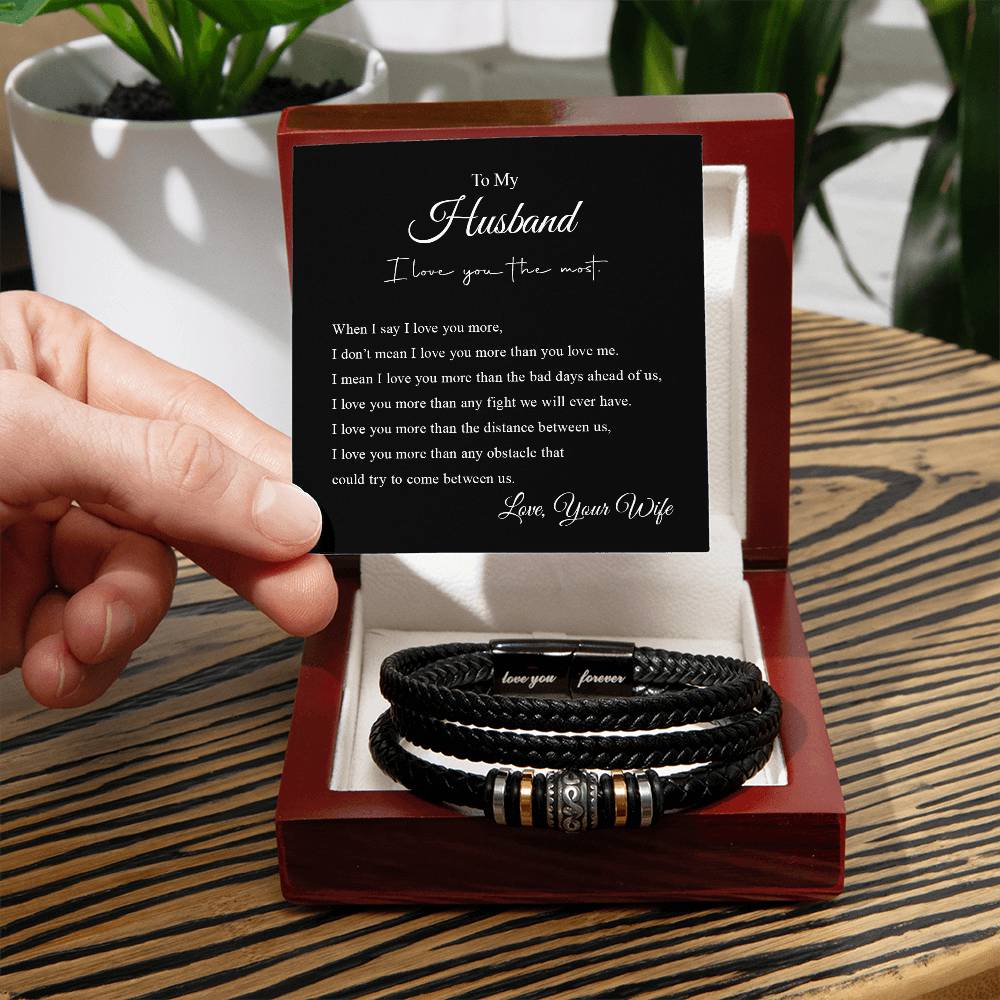 To My Husband | I Love You The Most -  Men's "Love You Forever" Bracelet