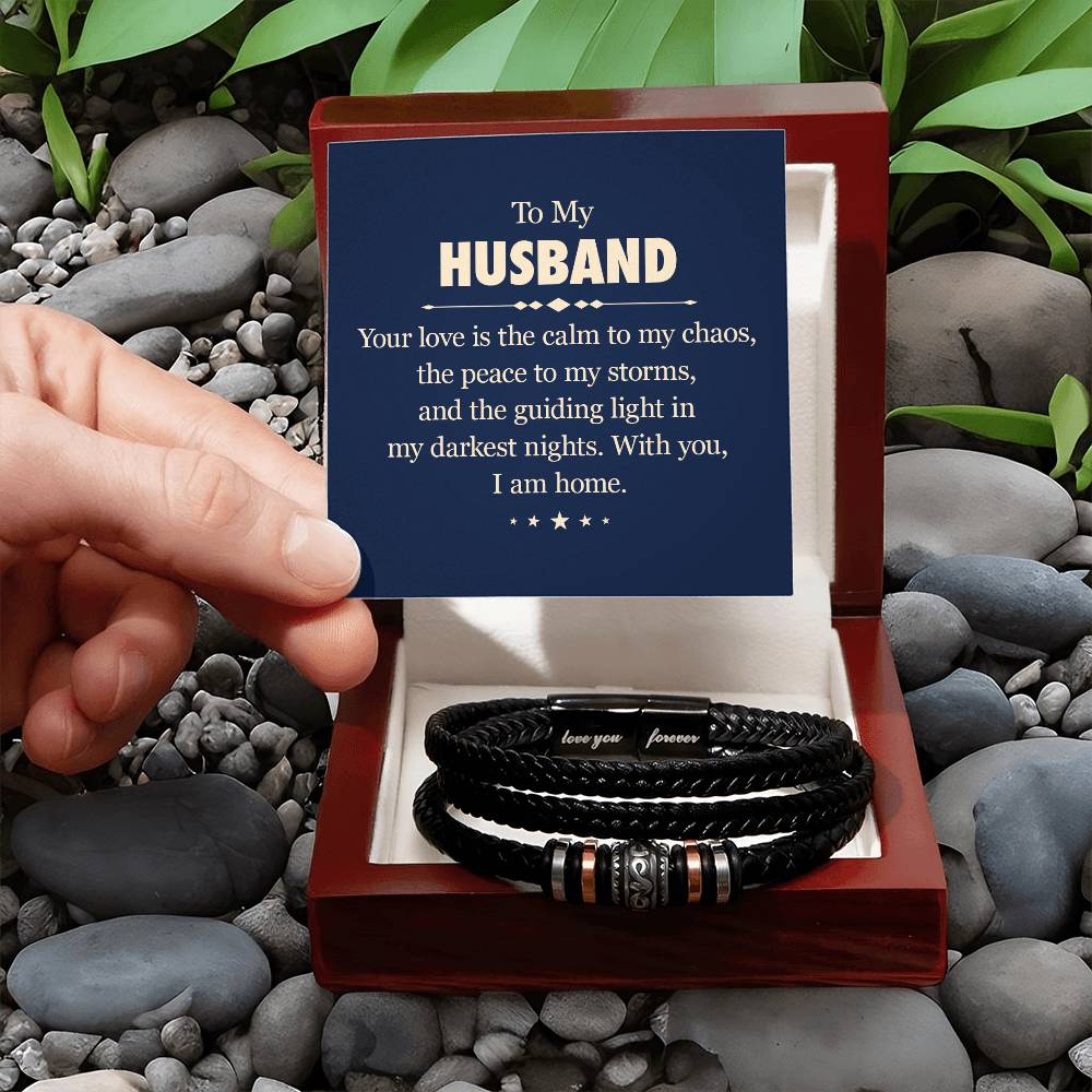 To My Husband | With You, I'm Home | Love You Forever Bracelet