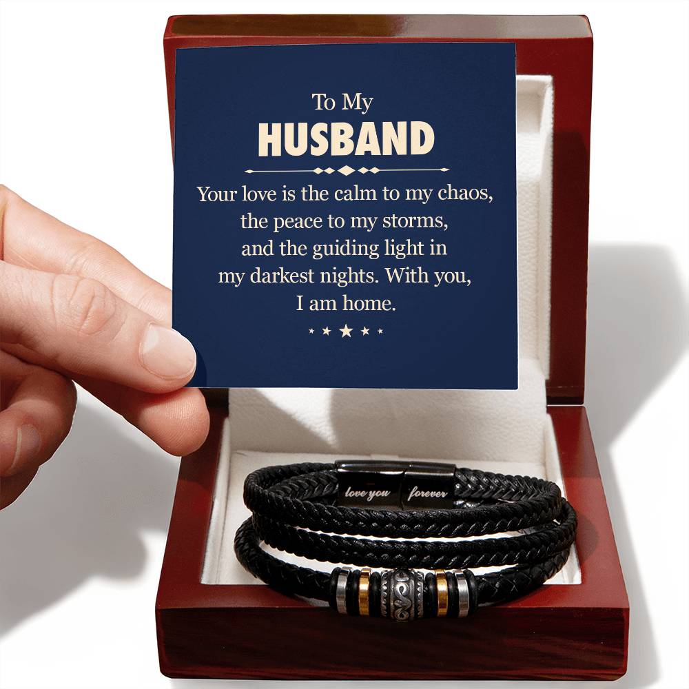 To My Husband | With You, I'm Home | Love You Forever Bracelet