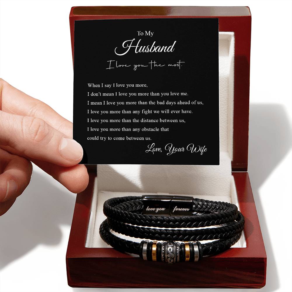 To My Husband | I Love You The Most -  Men's "Love You Forever" Bracelet