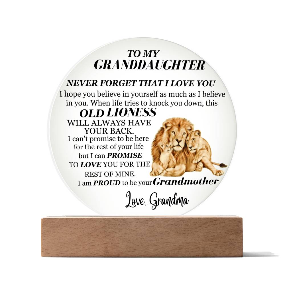 My Granddaughter, Never Forget| Love Grandma  | Acrylic Keepsake