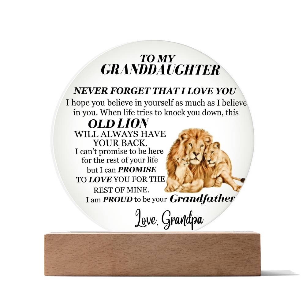 To My Granddaughter | From Grandpa | Never Forget Keepsake