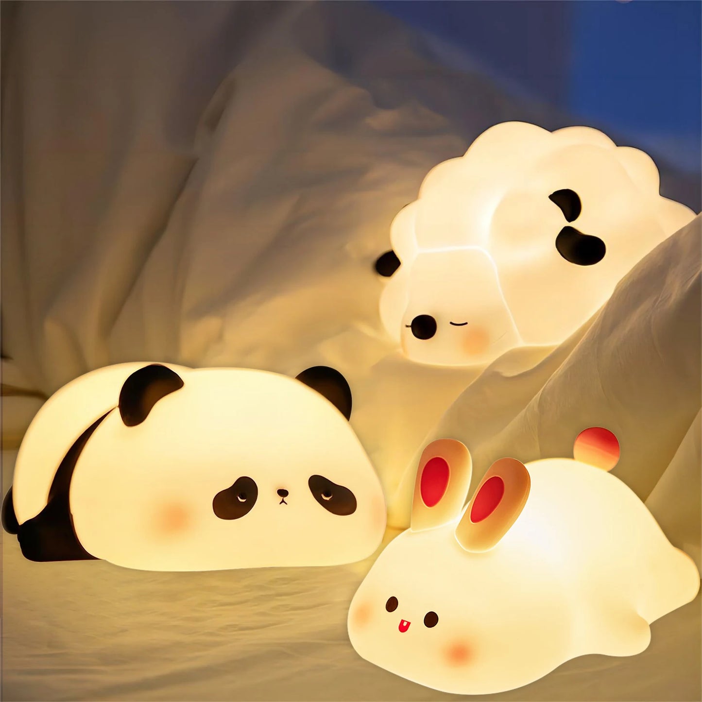 CuddleCritters | LED Night Light | Rechargable Lamp | 3-Level Dimmable Settings